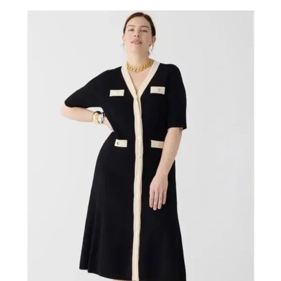 J.Crew Ribbed Knit Button-Front Midi Dress - Picture 1 of 11